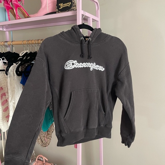 CHAMPION Black Leopard Detail Hoodie Sweatshirt - Picture 3 of 6